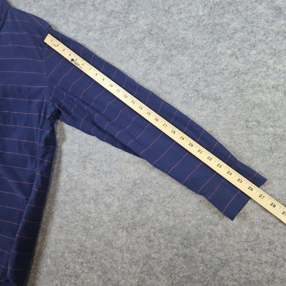 J Crew Men's Blue Red Striped Shirt Size‎ XL Button Down 100% Cotton LIGHT WEAR
